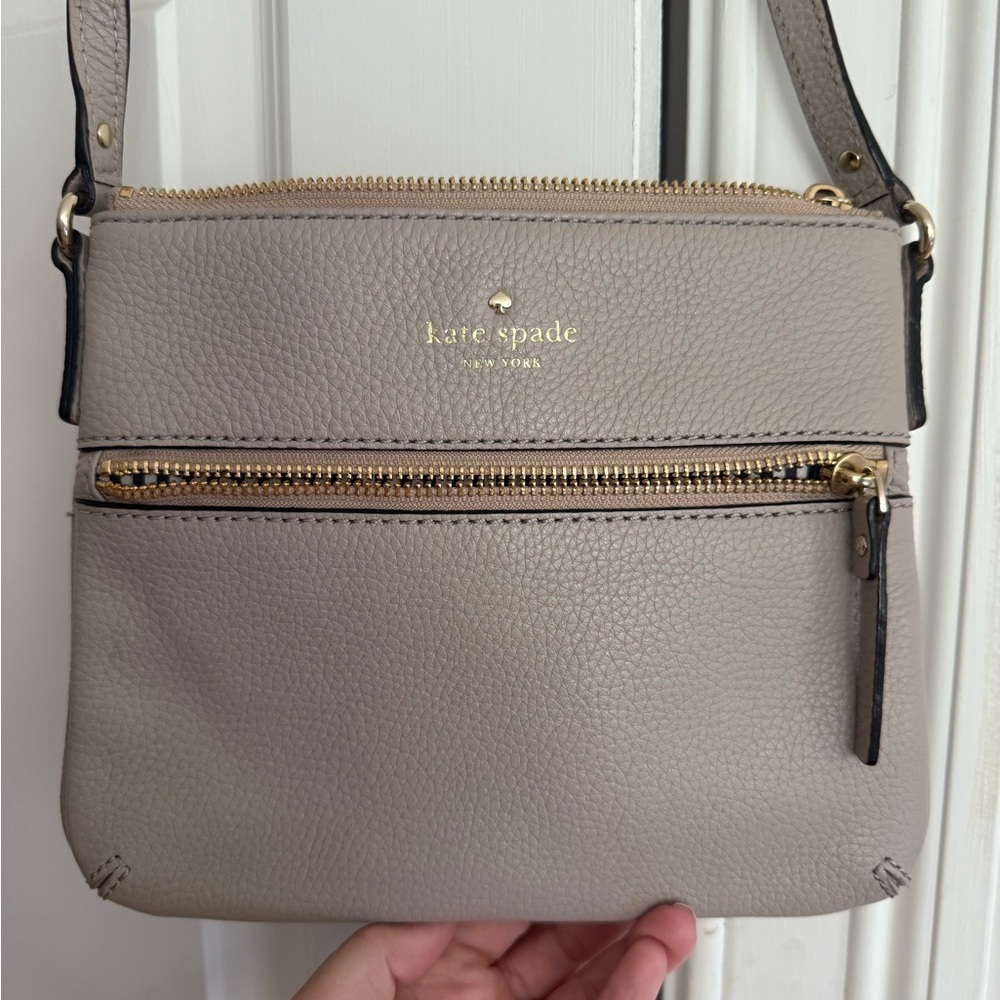Kate Spade Taupe Crossbody Bag with Gold Accents
